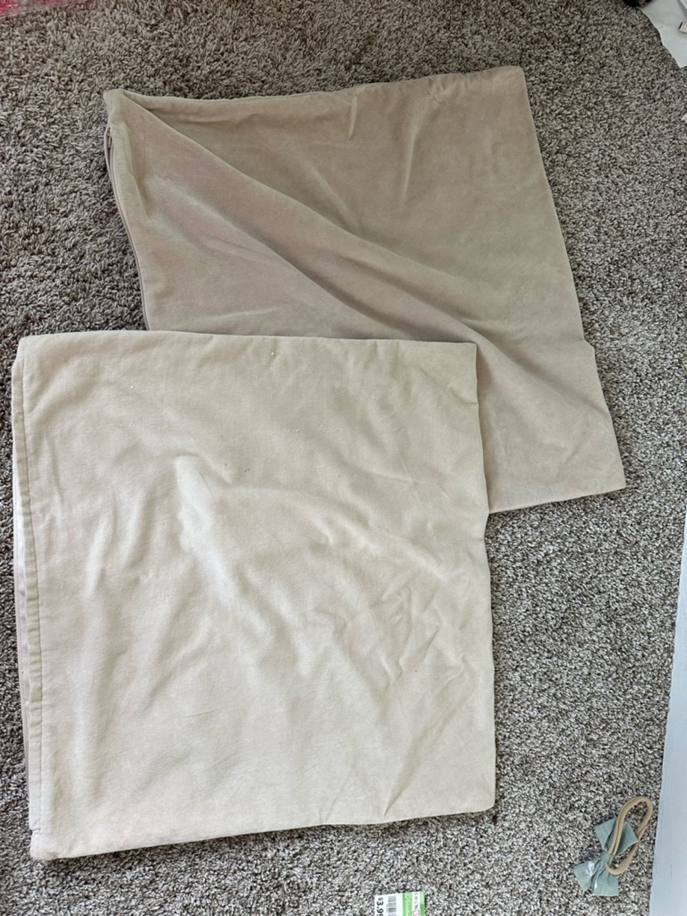 IKEA Beige Pillow Covers - Set of 2 velvet pillow cases. Matching cream .